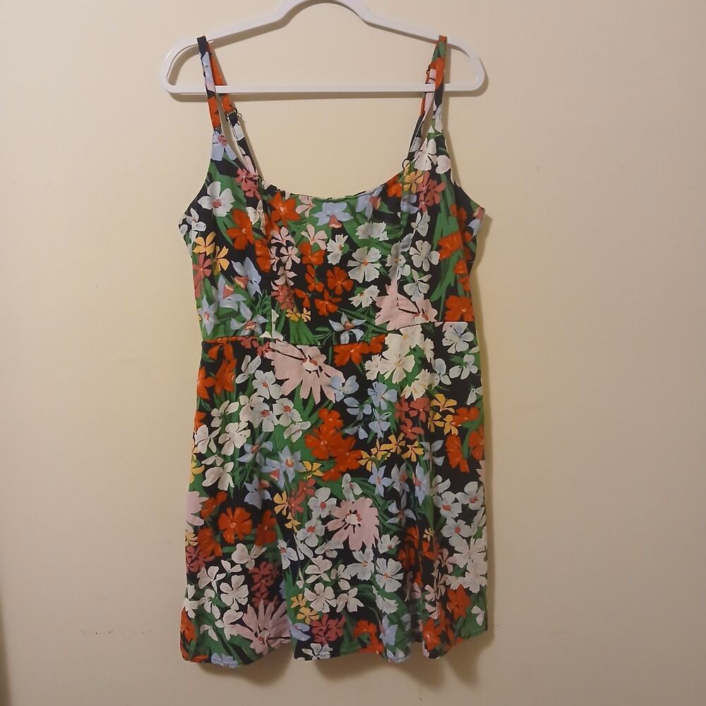 Old Navy Cami Mini Dress Size XL Floral Smocked Adjustable Straps & Pockets